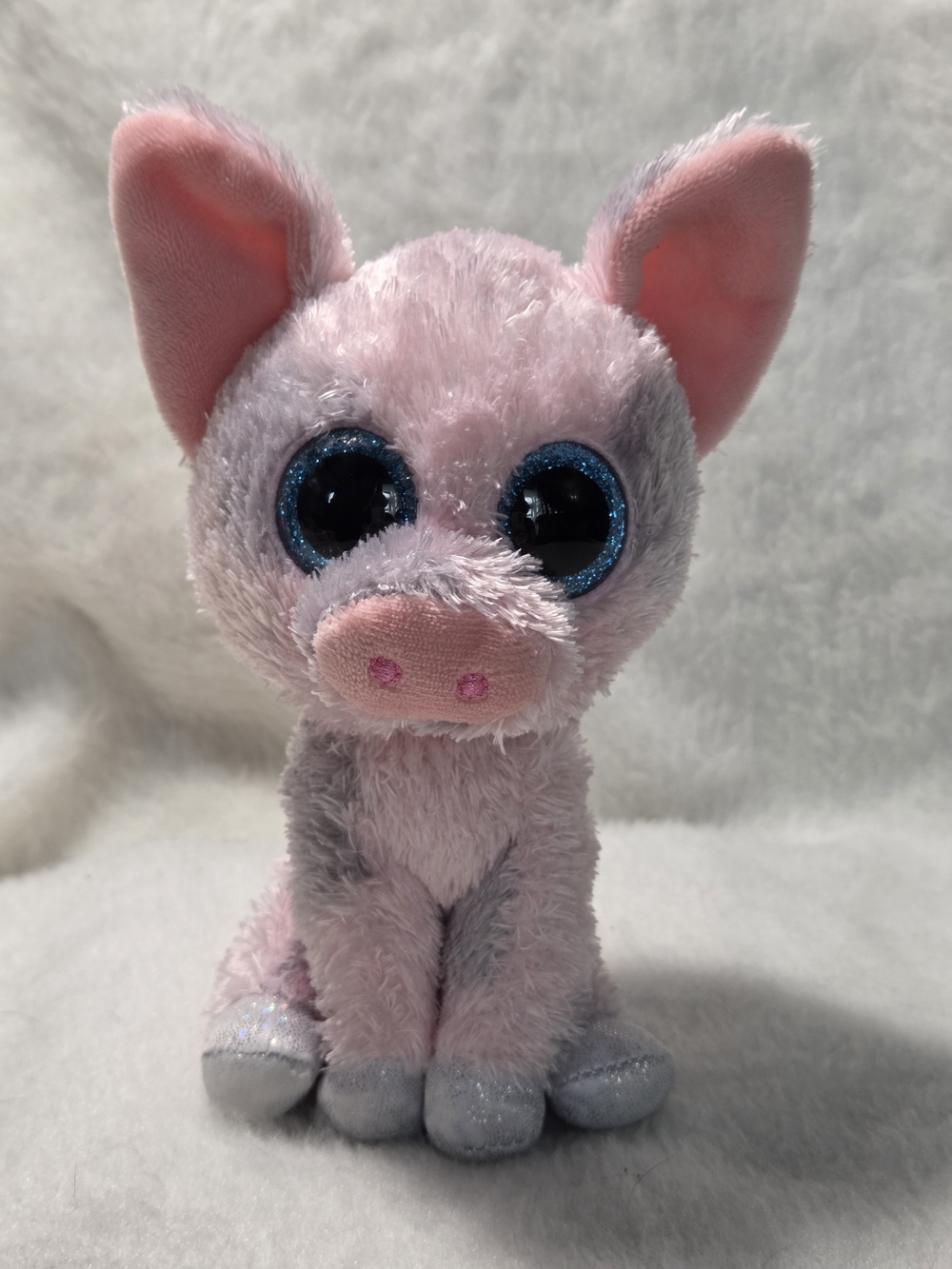 HAMBONE Ty Beanie Boos 6" Pink Pig Grey Patches Blue Eyes NO HANGTAG